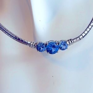 Silver & Amethyst Purple Gemstone collar necklace